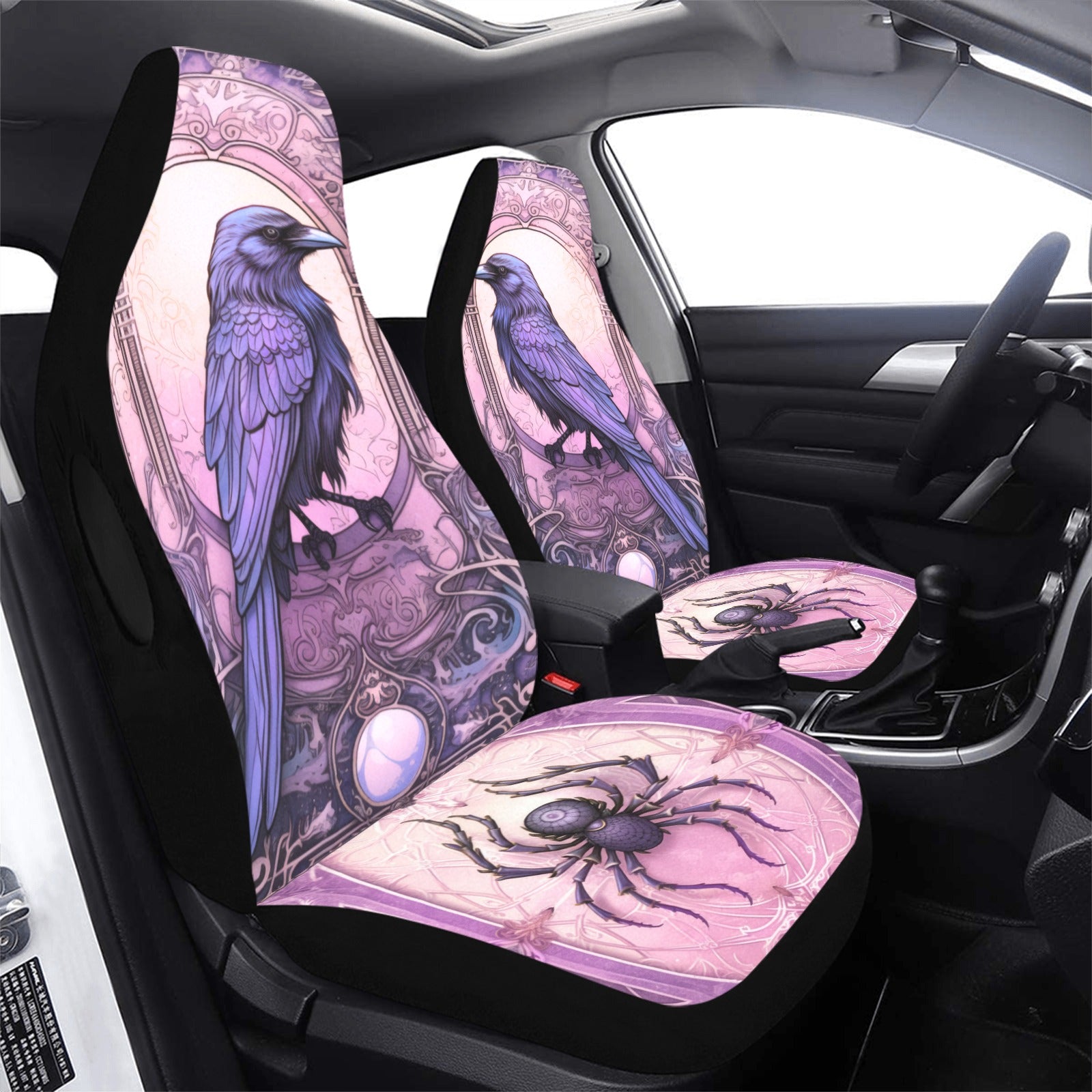 Gothic Spider and Raven Car Seat Covers-MoonChildWorld