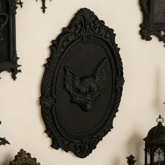 Gothic Style Bat Carved Wall Plaque For Dark Halloween Witch Home Wall Decoration-MoonChildWorld