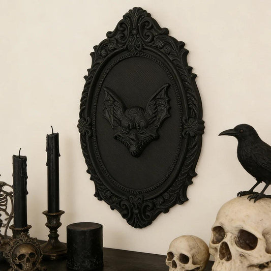 Gothic Style Bat Carved Wall Plaque For Dark Halloween Witch Home Wall Decoration-MoonChildWorld