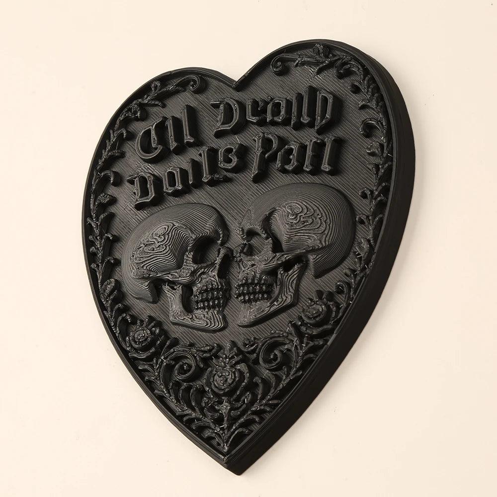 Gothic Style Heart Skull Till Death Do Us Part Wall Plaque For Halloween Witch Home Wall Decoration-MoonChildWorld