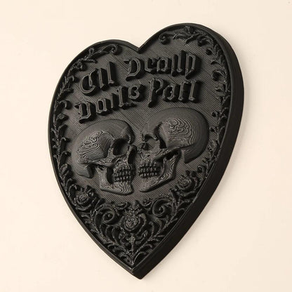 Gothic Style Heart Skull Till Death Do Us Part Wall Plaque For Halloween Witch Home Wall Decoration-MoonChildWorld