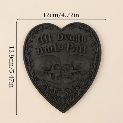 Gothic Style Heart Skull Till Death Do Us Part Wall Plaque For Halloween Witch Home Wall Decoration-MoonChildWorld