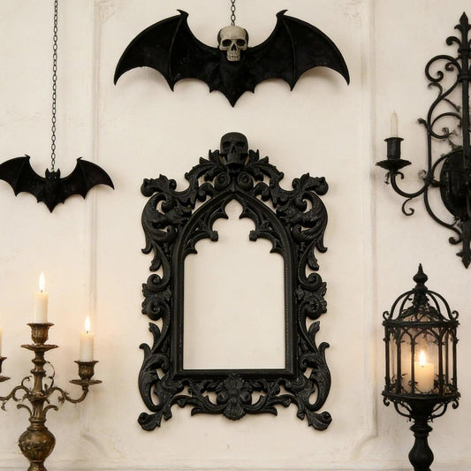 Gothic Style Skull Carved Wall Decor Frame For Dark Witch Home Wall Art Halloween Decor-MoonChildWorld