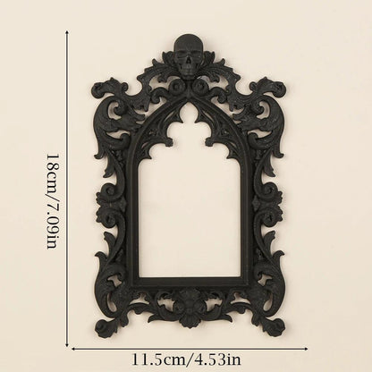 Gothic Style Skull Carved Wall Decor Frame For Dark Witch Home Wall Art Halloween Decor-MoonChildWorld