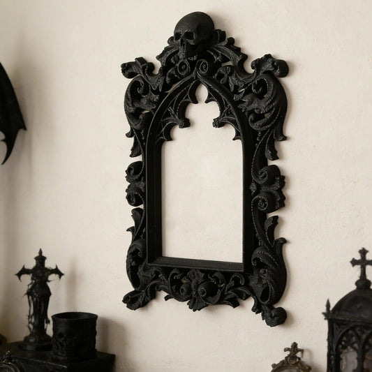 Gothic Style Skull Carved Wall Decor Frame For Dark Witch Home Wall Art Halloween Decor-MoonChildWorld