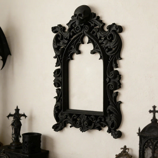 Gothic Style Skull Carved Wall Decor Frame For Dark Witch Home Wall Art Halloween Decor-MoonChildWorld