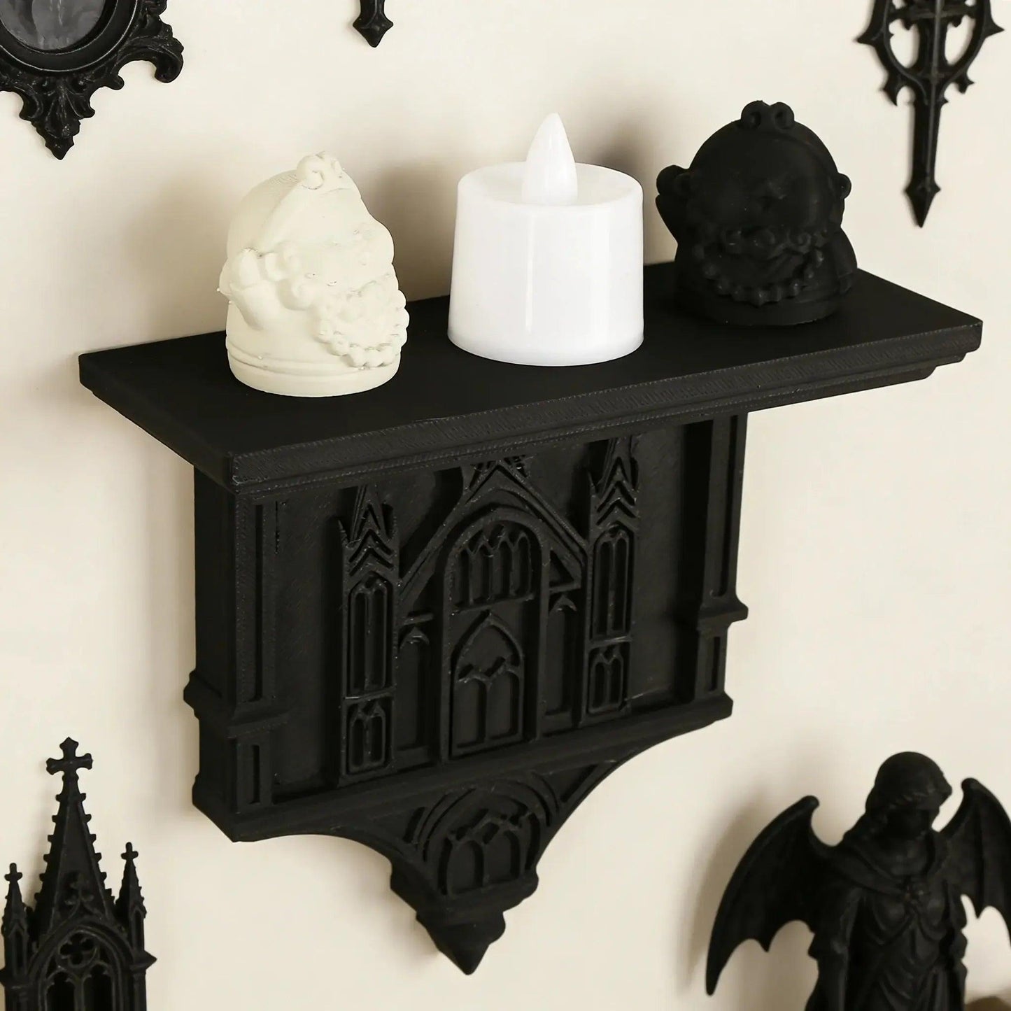 Gothic Style Wall Shelf For Retro-Style Home Wall Storage & Witchy Halloween Decoration-MoonChildWorld