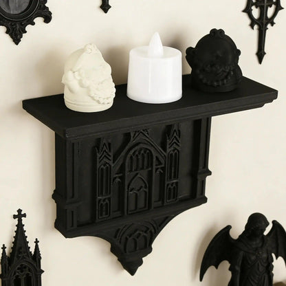 Gothic Style Wall Shelf For Retro-Style Home Wall Storage & Witchy Halloween Decoration-MoonChildWorld