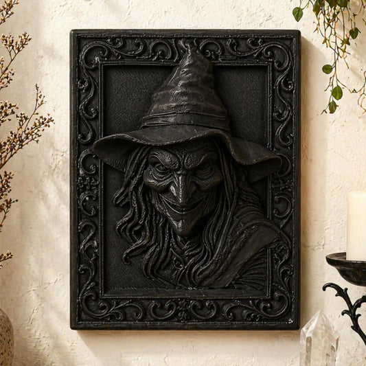 Gothic Style Witch Relief Wall Plaque For Halloween Home Decor-MoonChildWorld