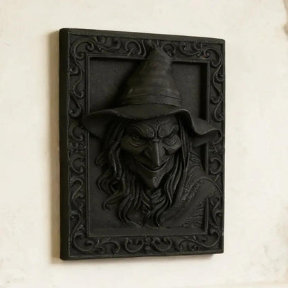 Gothic Style Witch Relief Wall Plaque For Halloween Home Decor-MoonChildWorld
