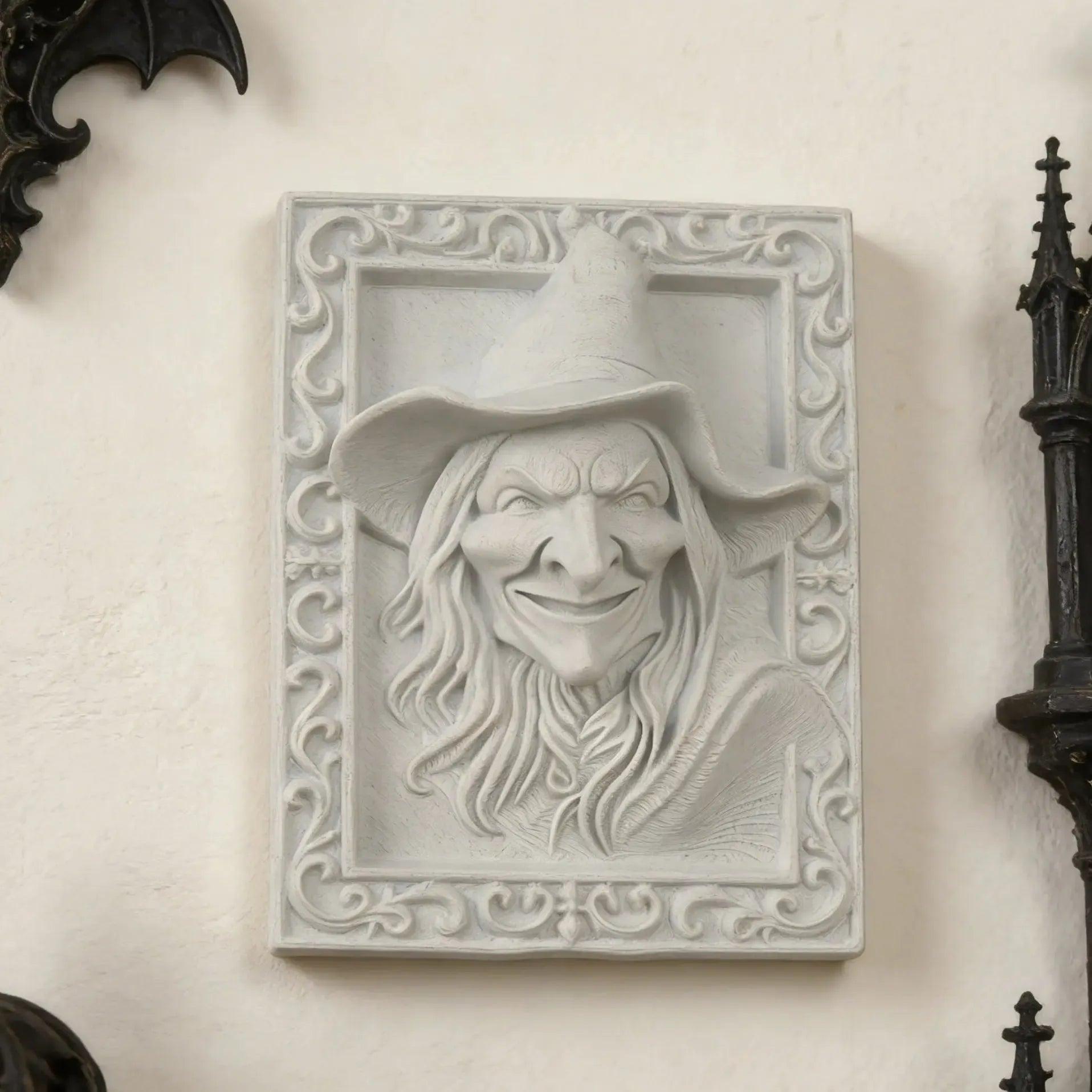 Gothic Style Witch Relief Wall Plaque For Halloween Home Decor-MoonChildWorld