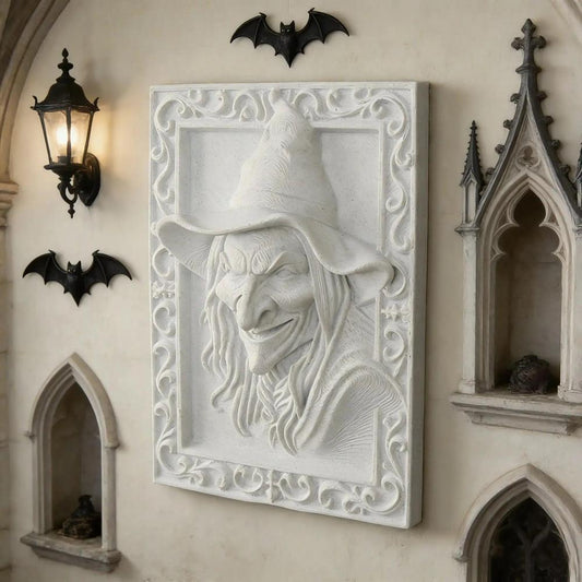Gothic Style Witch Relief Wall Plaque For Halloween Home Decor-MoonChildWorld