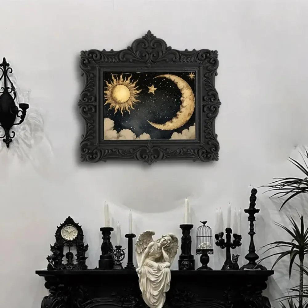 Gothic Sun Moon Wall Decor Celestial Wall Hanging For Wicca Pagan Home Decor-MoonChildWorld
