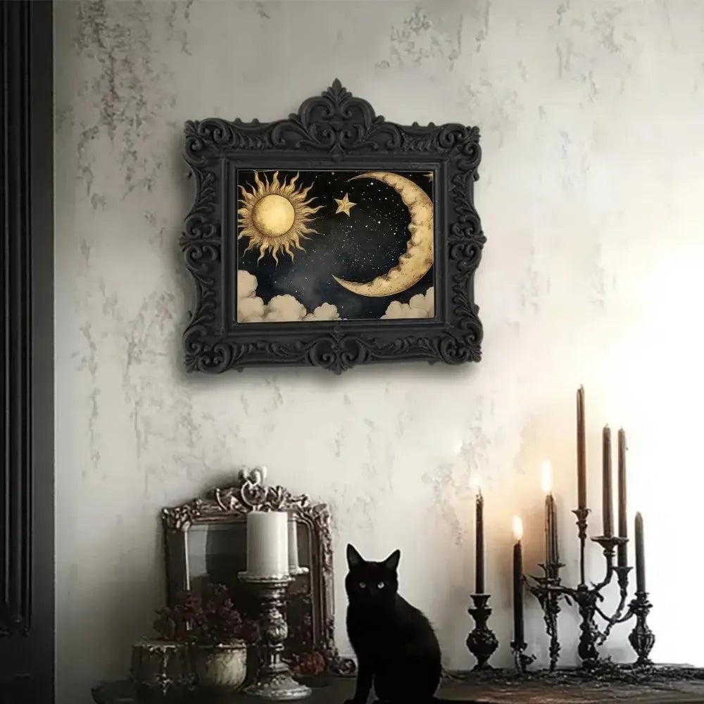 Gothic Sun Moon Wall Decor Celestial Wall Hanging For Wicca Pagan Home Decor-MoonChildWorld