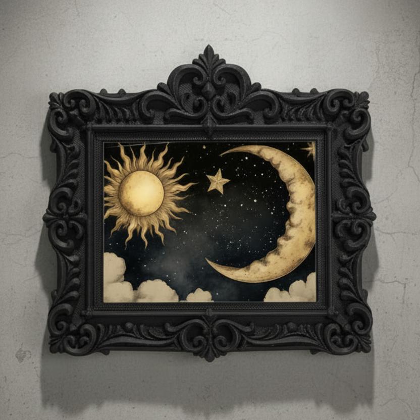 Gothic Sun Moon Wall Decor Celestial Wall Hanging For Wicca Pagan Home