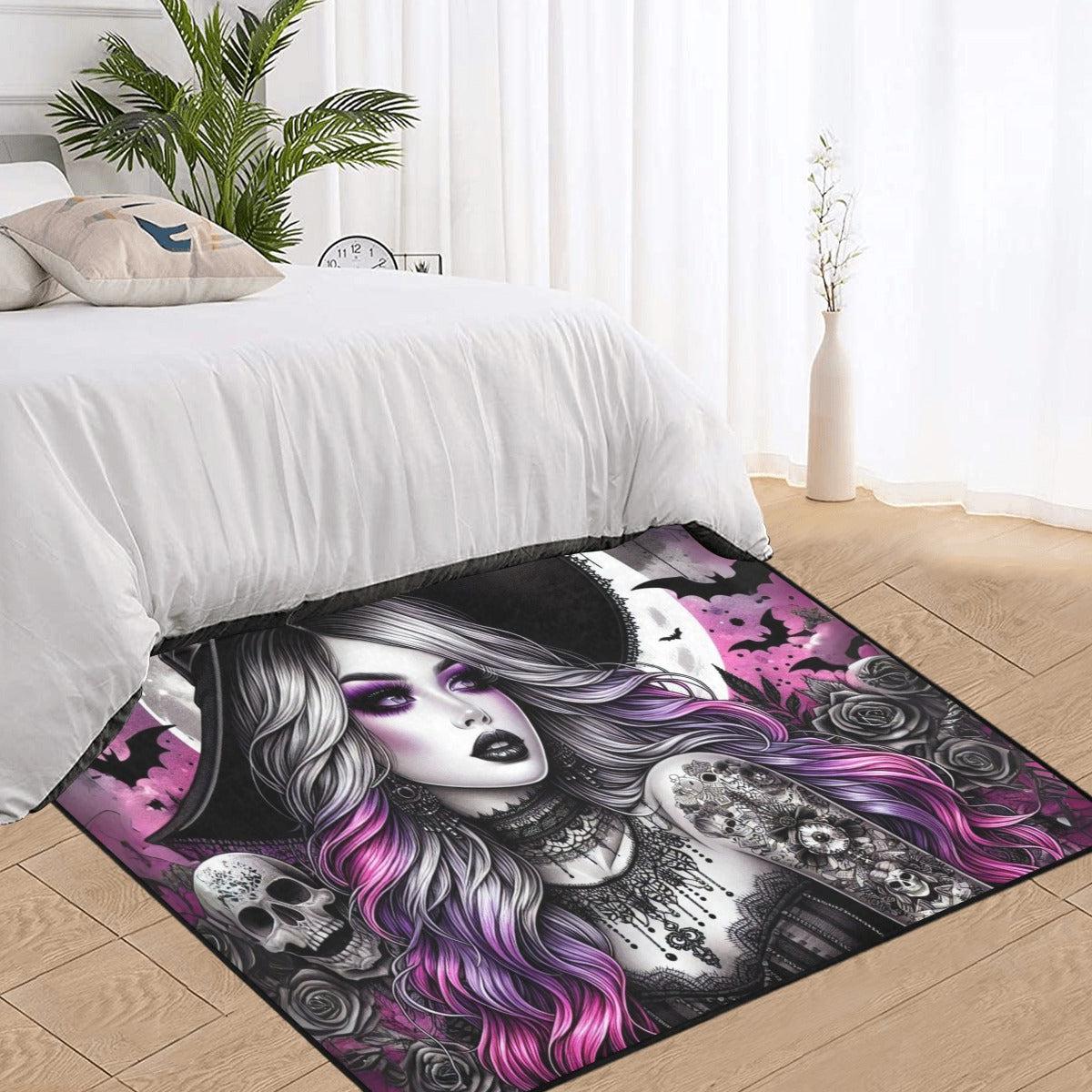 Gothic Witch Area Rug Halloween Witch Carpet-MoonChildWorld