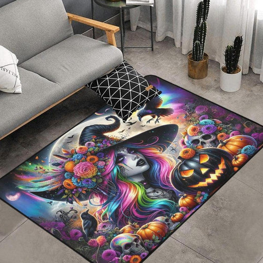 Gothic Witch Area Rug Spooky Carpet for Halloween