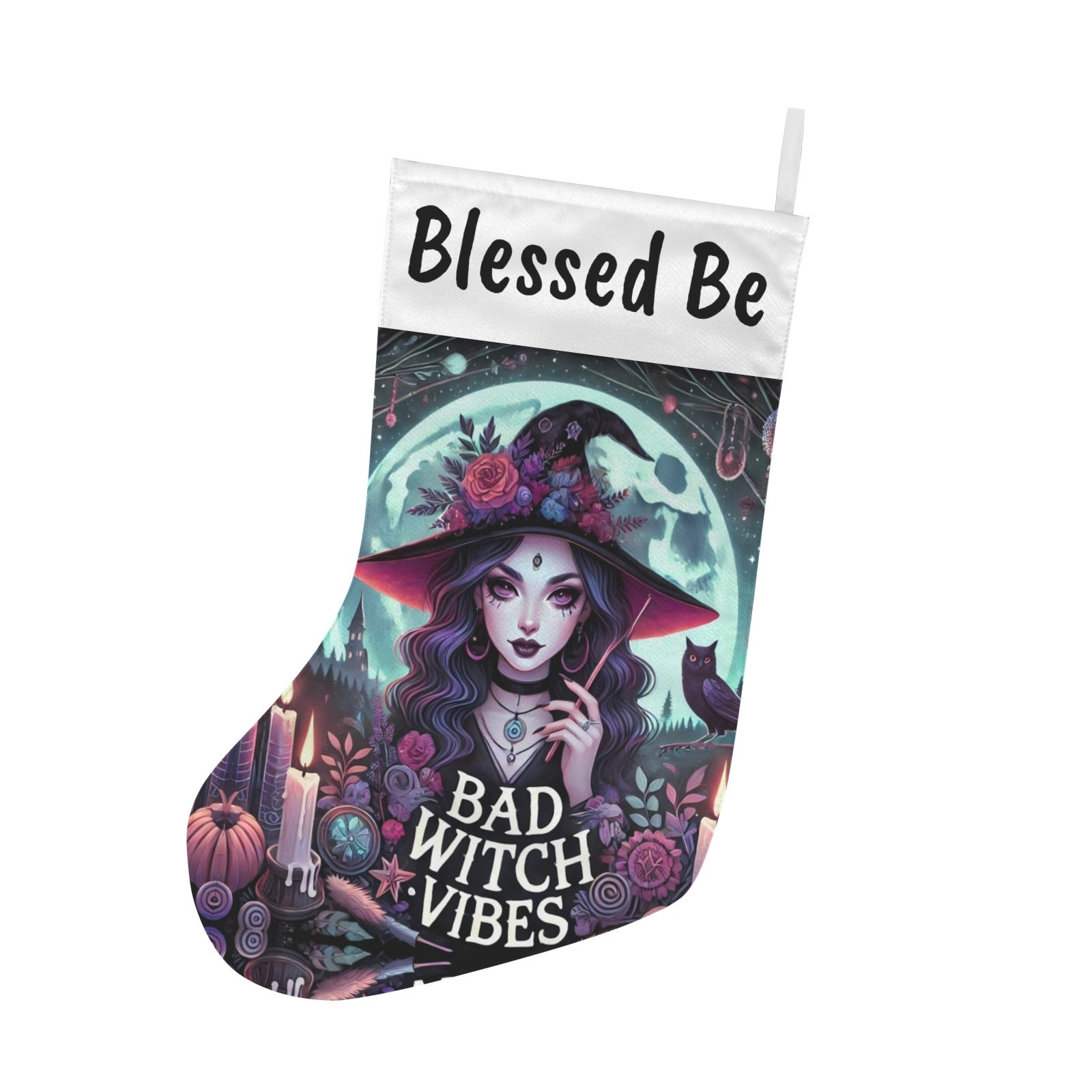 Gothic Witch Christmas Stocking for Yule Decorations-MoonChildWorld