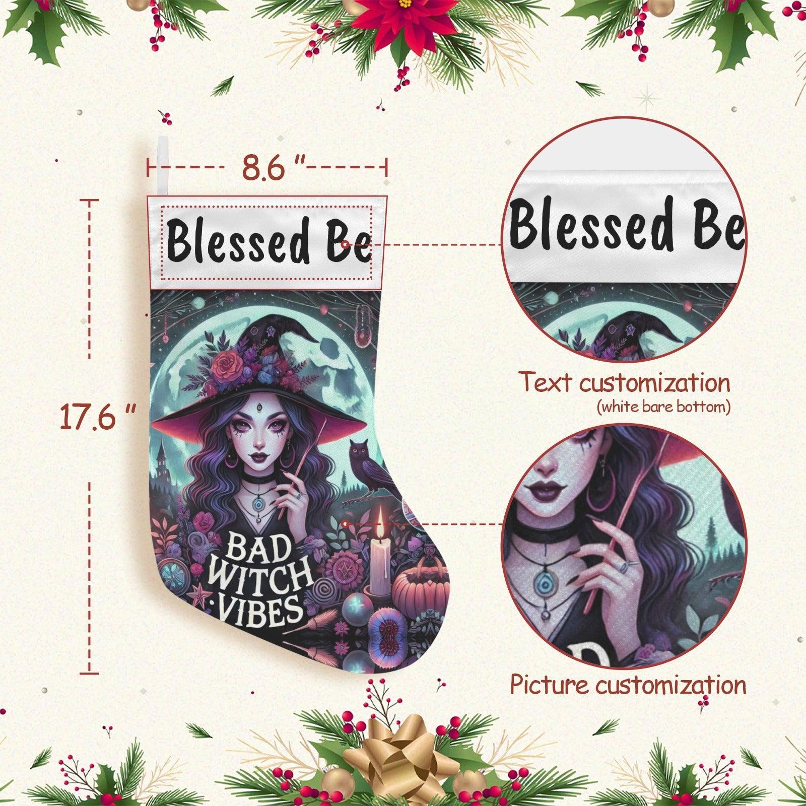 Gothic Witch Christmas Stocking for Yule Decorations-MoonChildWorld