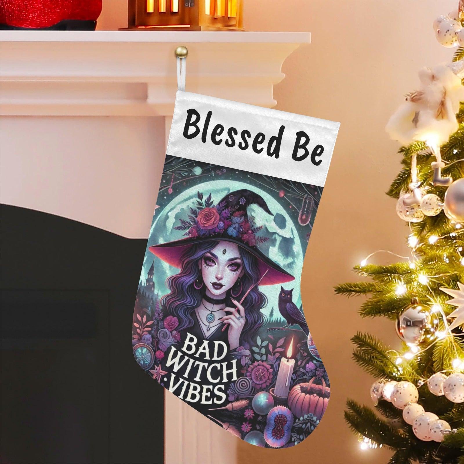 Gothic Witch Christmas Stocking for Yule Decorations-MoonChildWorld