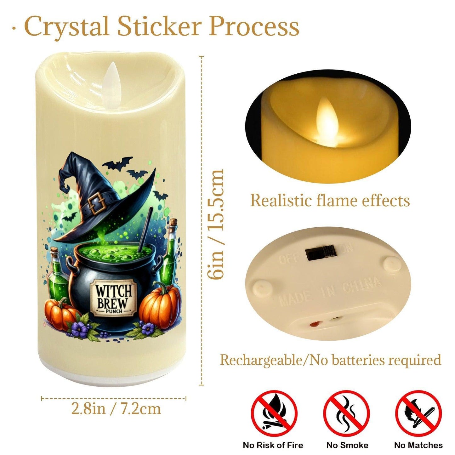 Gothic Witch Flameless LED Candle-MoonChildWorld