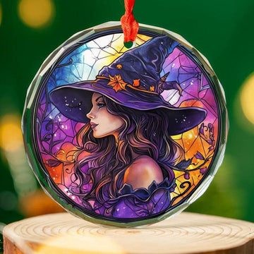 Gothic Witch Glass Ornament Mystical Christmas Ornament-MoonChildWorld