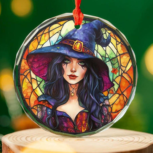 Gothic Witch Glass Ornament Mystical Christmas Ornament-MoonChildWorld