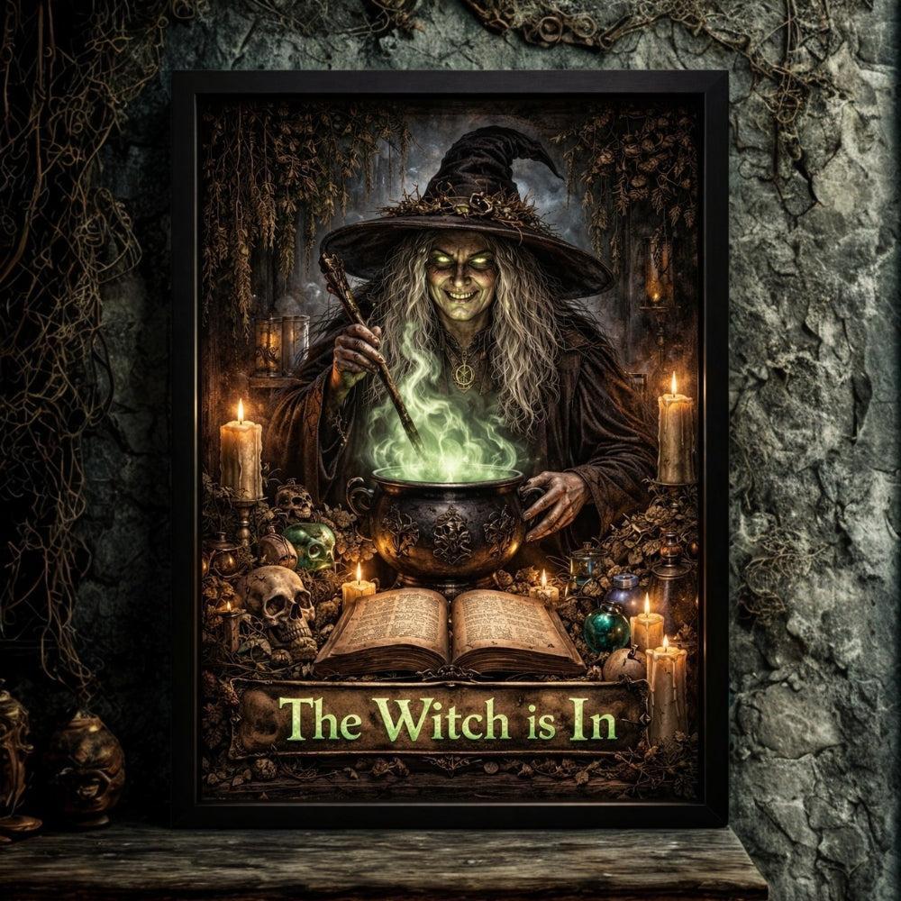 Gothic Witch Halloween Decor - Black Framed Art Print for Spooky Witchy Home Decor-MoonChildWorld