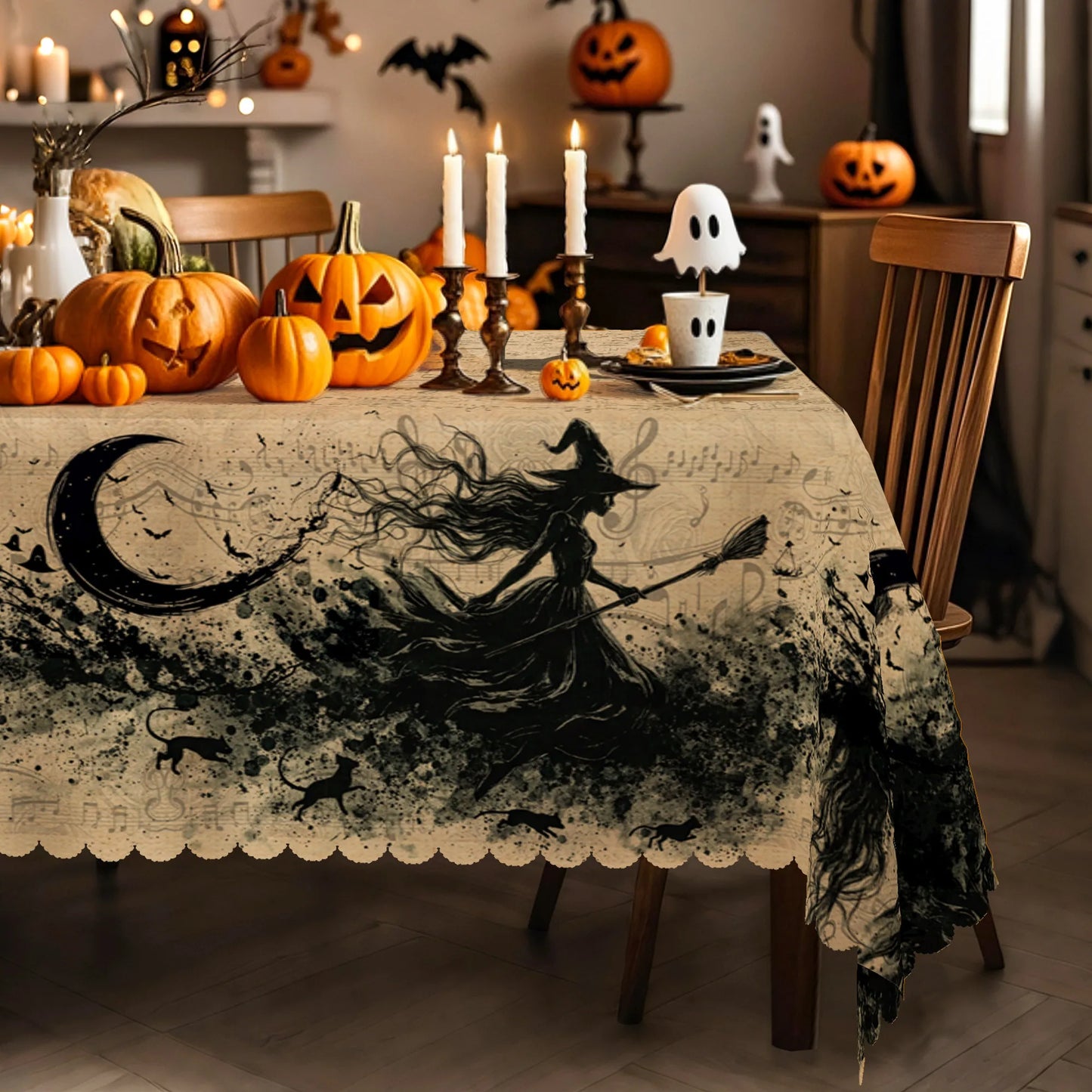 Happy Halloween tablecloth for seasonal party table decor