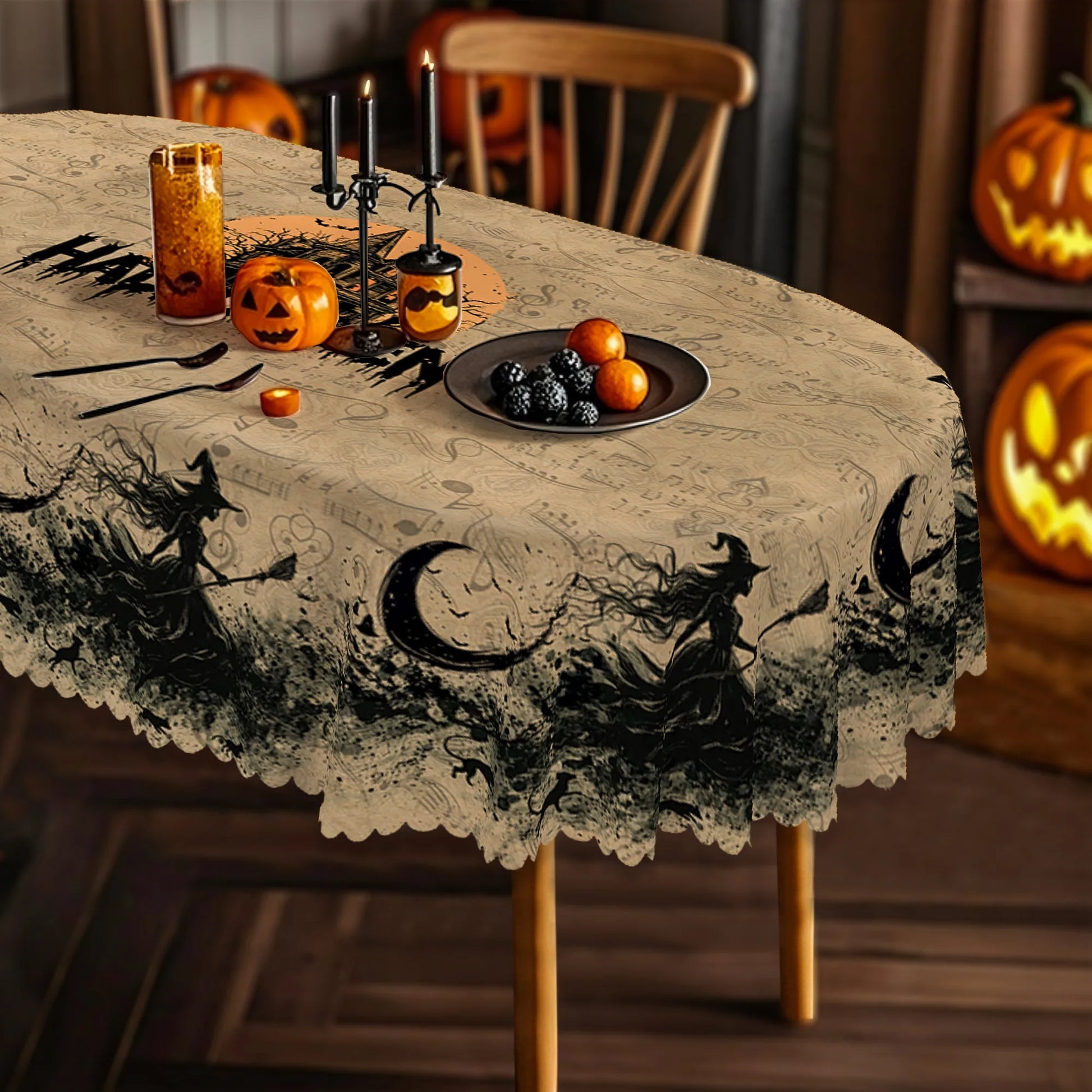 Happy Halloween tablecloth for seasonal party table decor