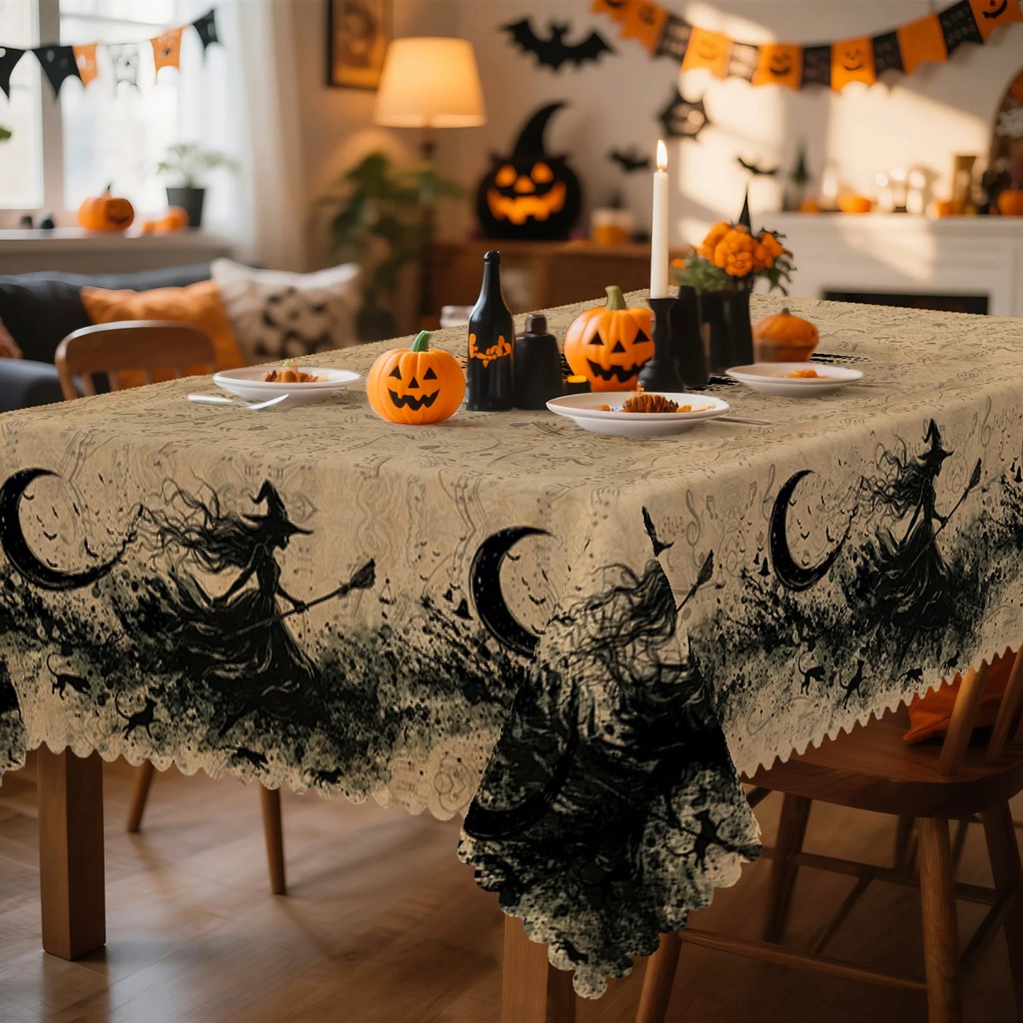Happy Halloween tablecloth for seasonal party table decor