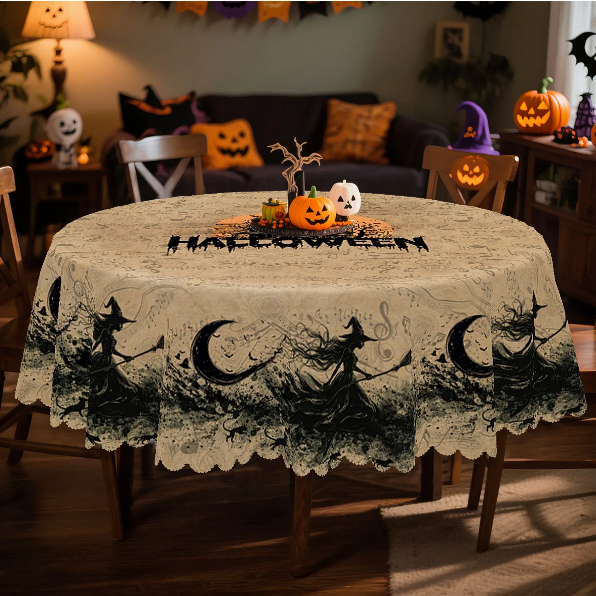 Happy Halloween tablecloth for seasonal party table decor