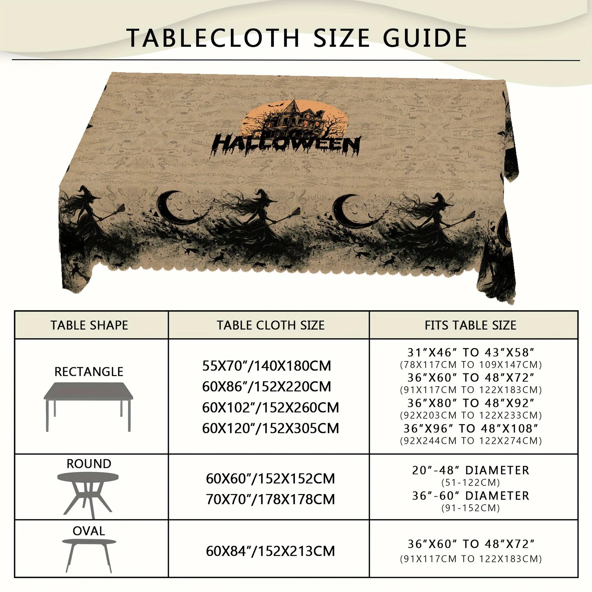 Happy Halloween tablecloth for seasonal party table decor