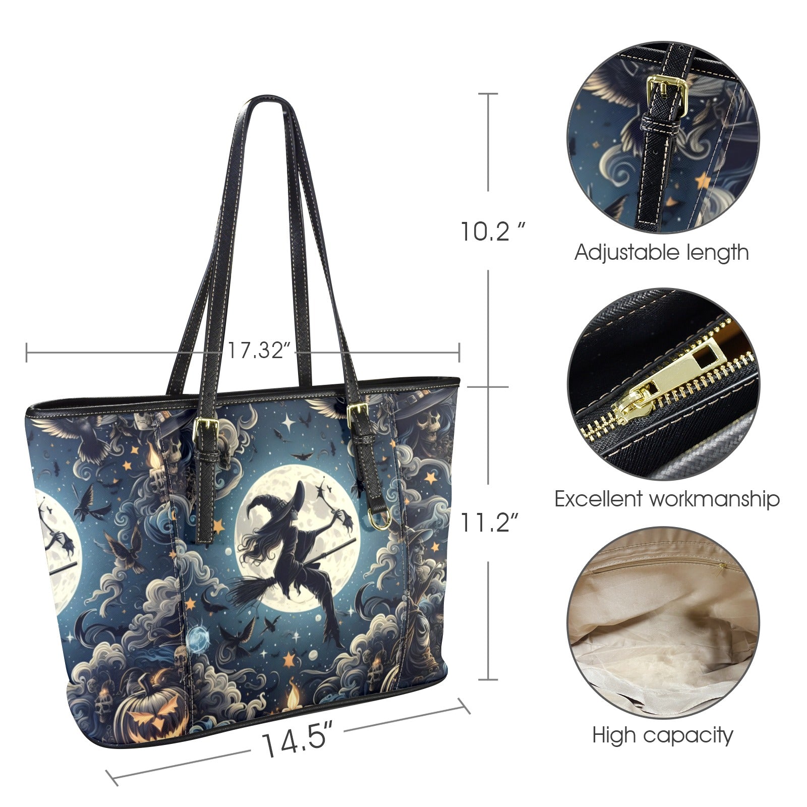 Gothic Witch Halloween Tote Bag-MoonChildWorld