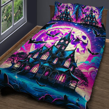 Gothic Witch Haunted House Quilt Bedding Set for Halloween-MoonChildWorld