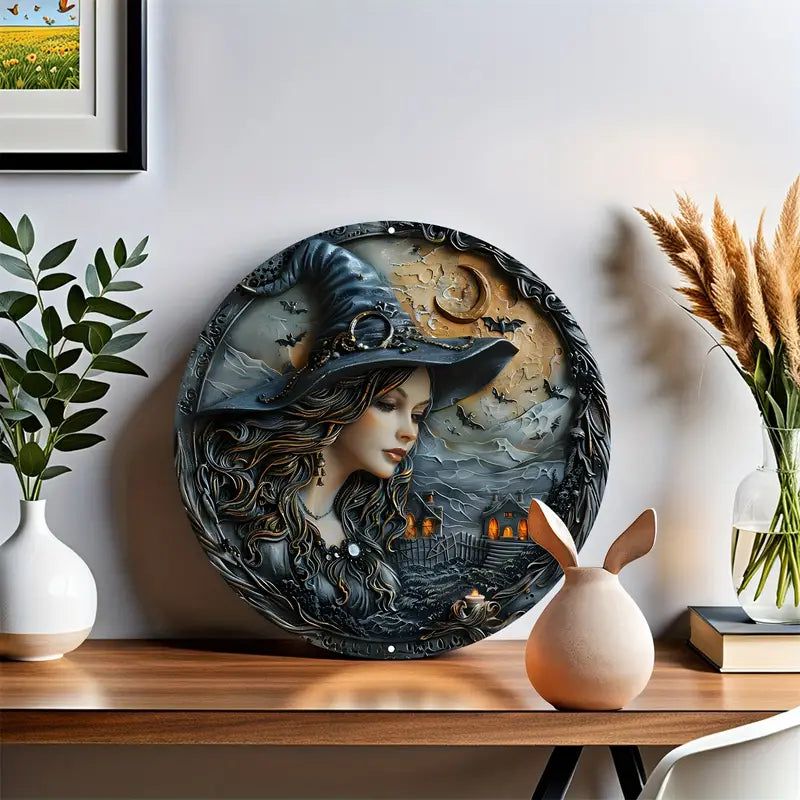 Gothic Witch Metal Sign Halloween Decor-MoonChildWorld