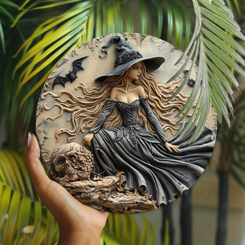 Gothic Witch Metal Sign Halloween Decor-MoonChildWorld