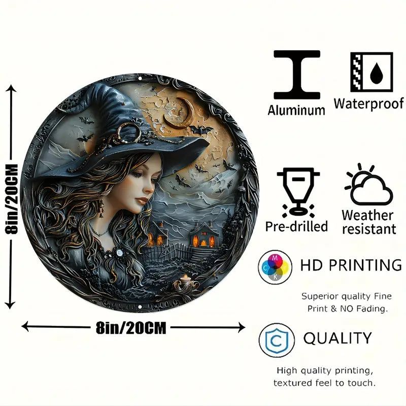 Gothic Witch Metal Sign Halloween Decor-MoonChildWorld