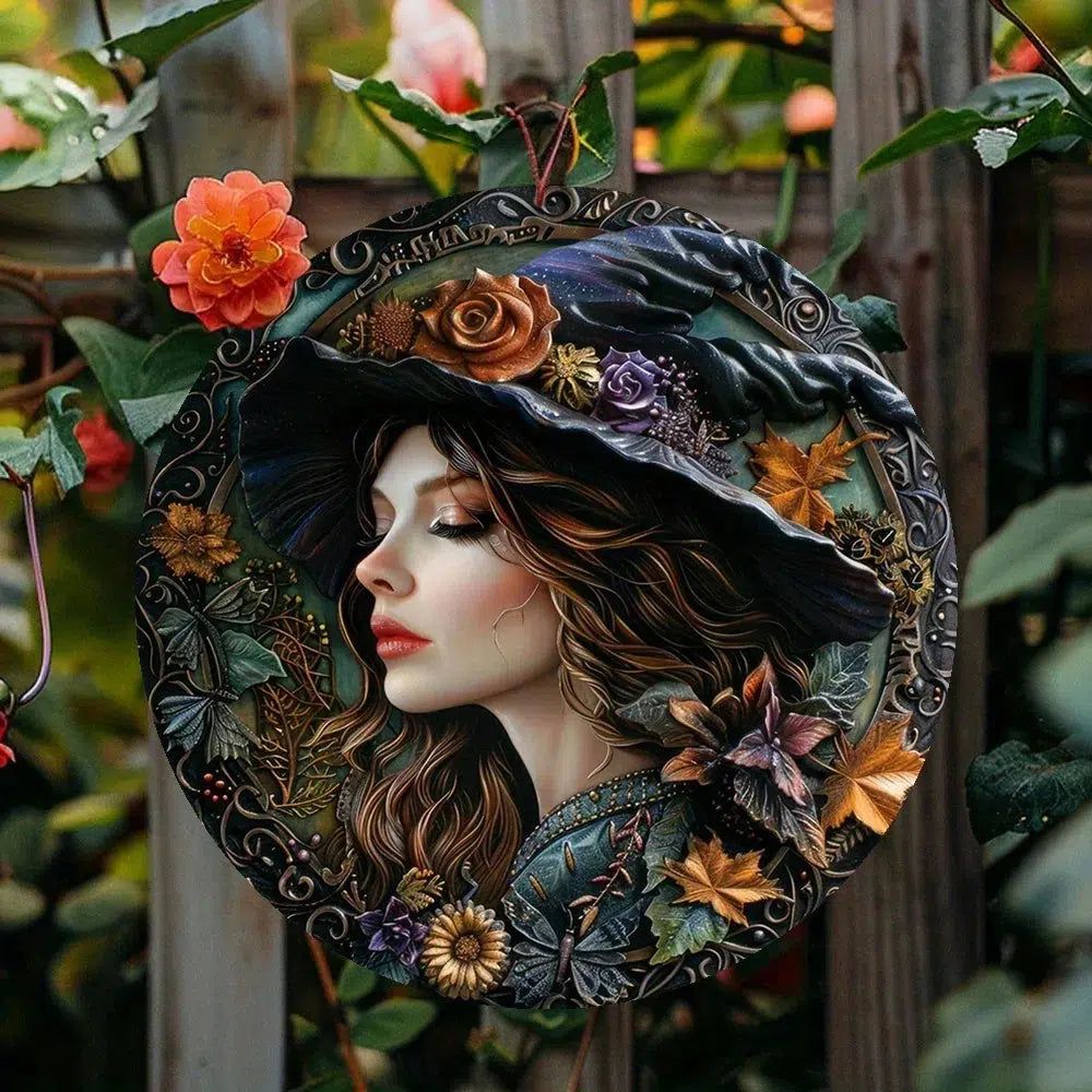 Gothic Witch Metal Sign Halloween Home Decor-MoonChildWorld