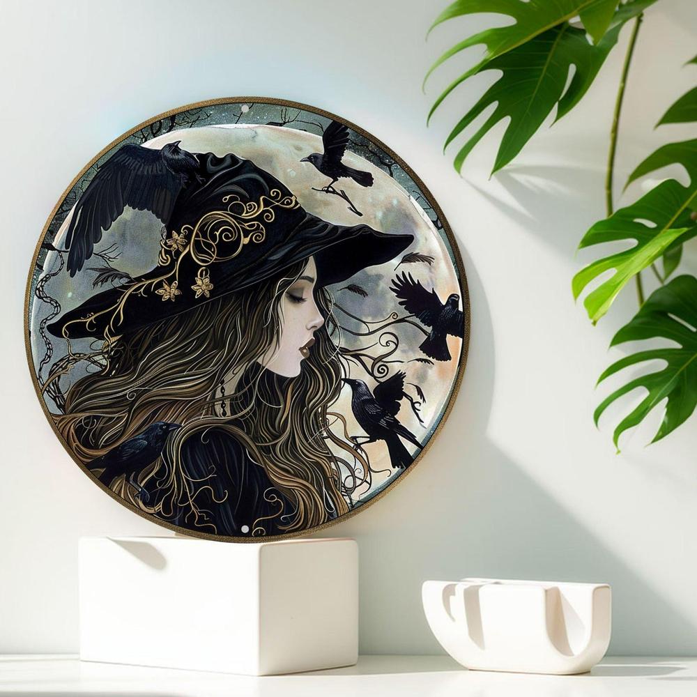 Gothic Witch Metal Sign Halloween Home Decor-MoonChildWorld