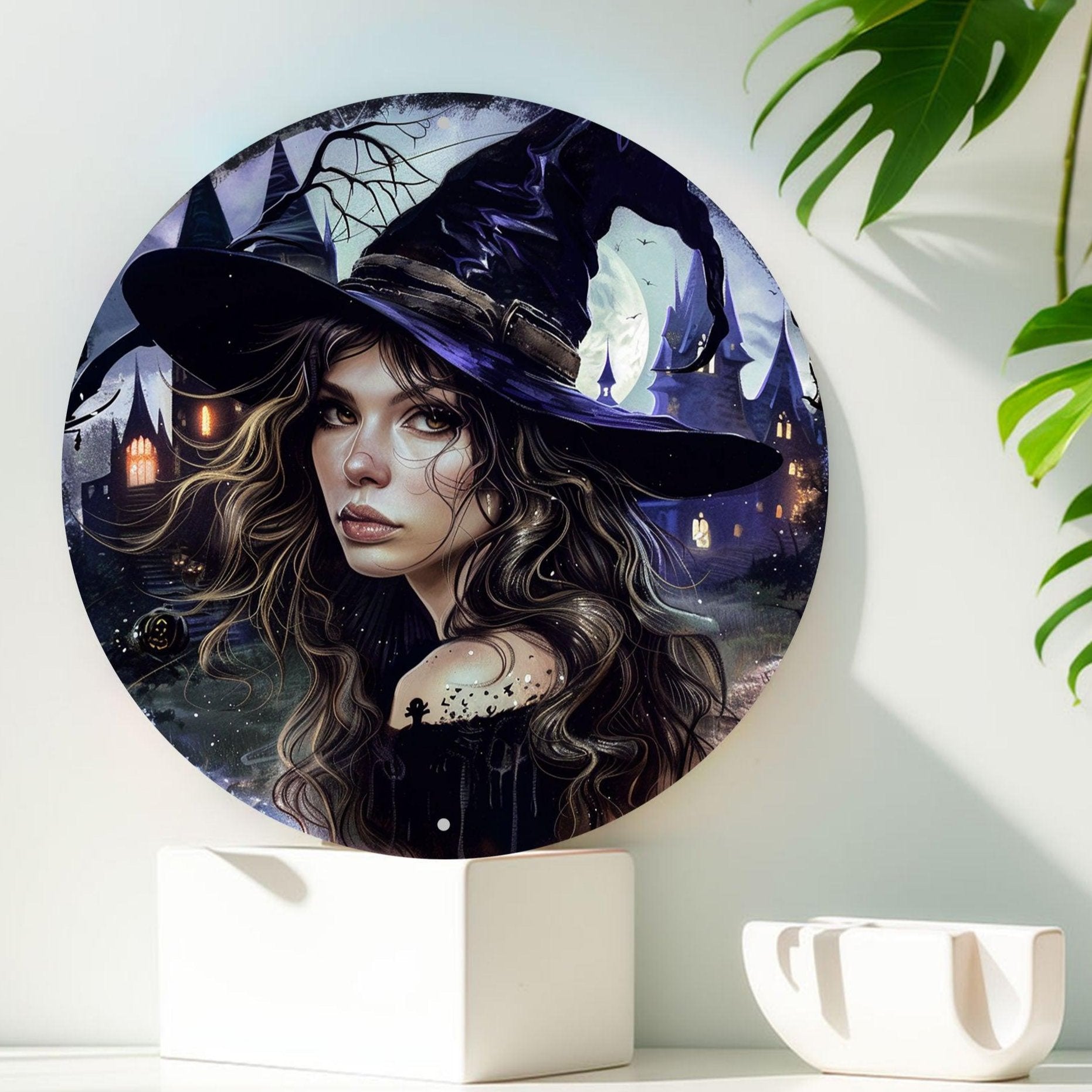 Gothic Witch Metal Sign Halloween Wall Art Witchy Wall Decor-MoonChildWorld