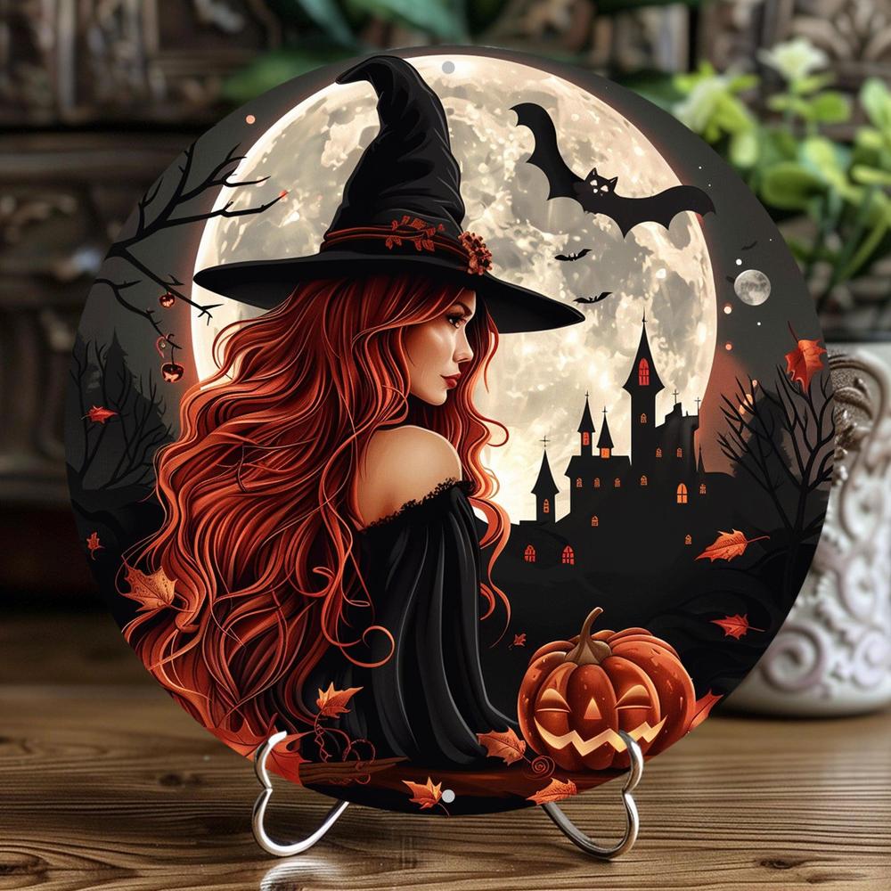 Gothic Witch Metal Sign Spooky Wall Art Halloween Decor-MoonChildWorld