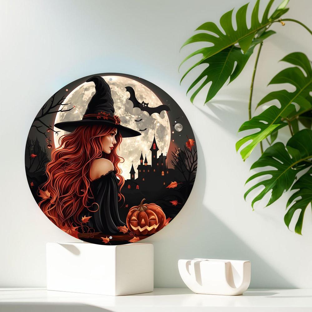 Gothic Witch Metal Sign Spooky Wall Art Halloween Decor-MoonChildWorld
