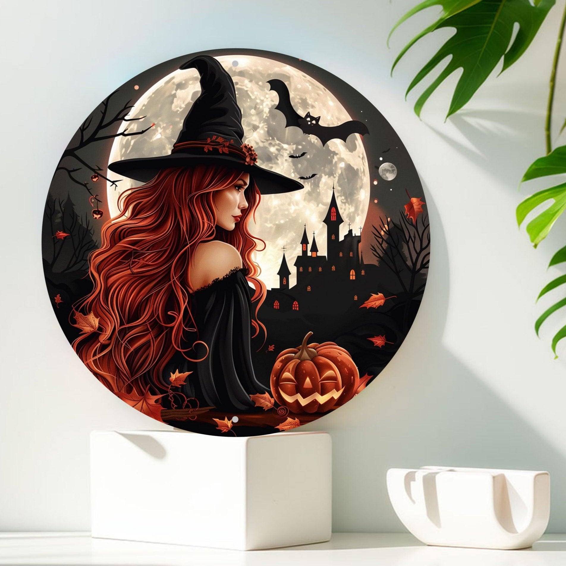 Gothic Witch Metal Sign Spooky Wall Art Halloween Decor-MoonChildWorld