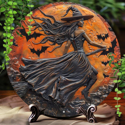 Gothic Witch Metal Sign Spooky Wall Decor for Halloween-MoonChildWorld