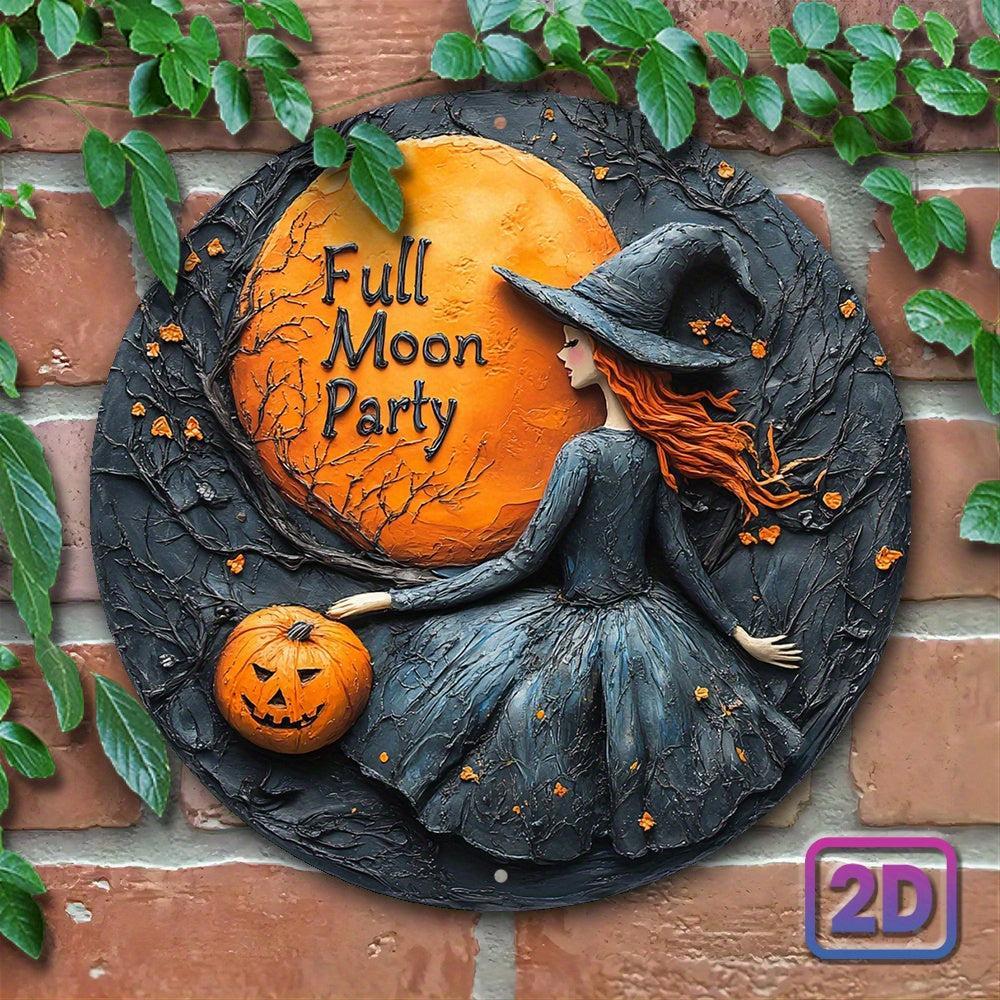 Gothic Witch Metal Sign Spooky Wall Decor for Halloween-MoonChildWorld