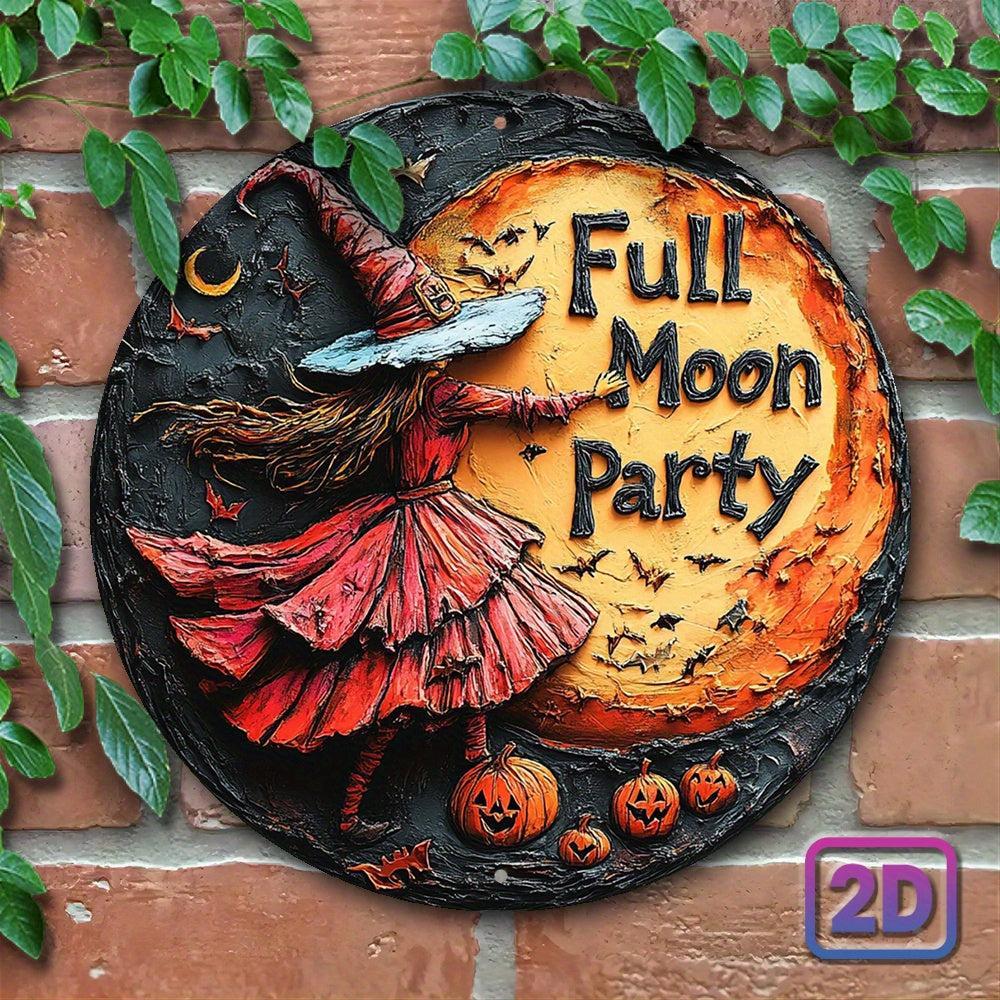 Gothic Witch Metal Sign Spooky Wall Decor for Halloween-MoonChildWorld