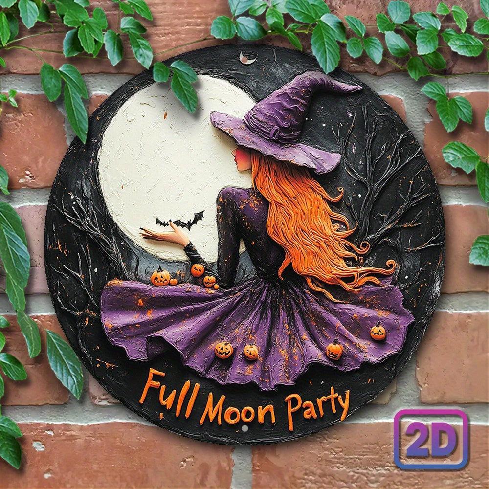 Gothic Witch Metal Sign Spooky Wall Decor for Halloween-MoonChildWorld