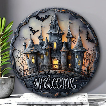 Gothic Witch Metal Sign Spooky Wall Decor for Halloween-MoonChildWorld