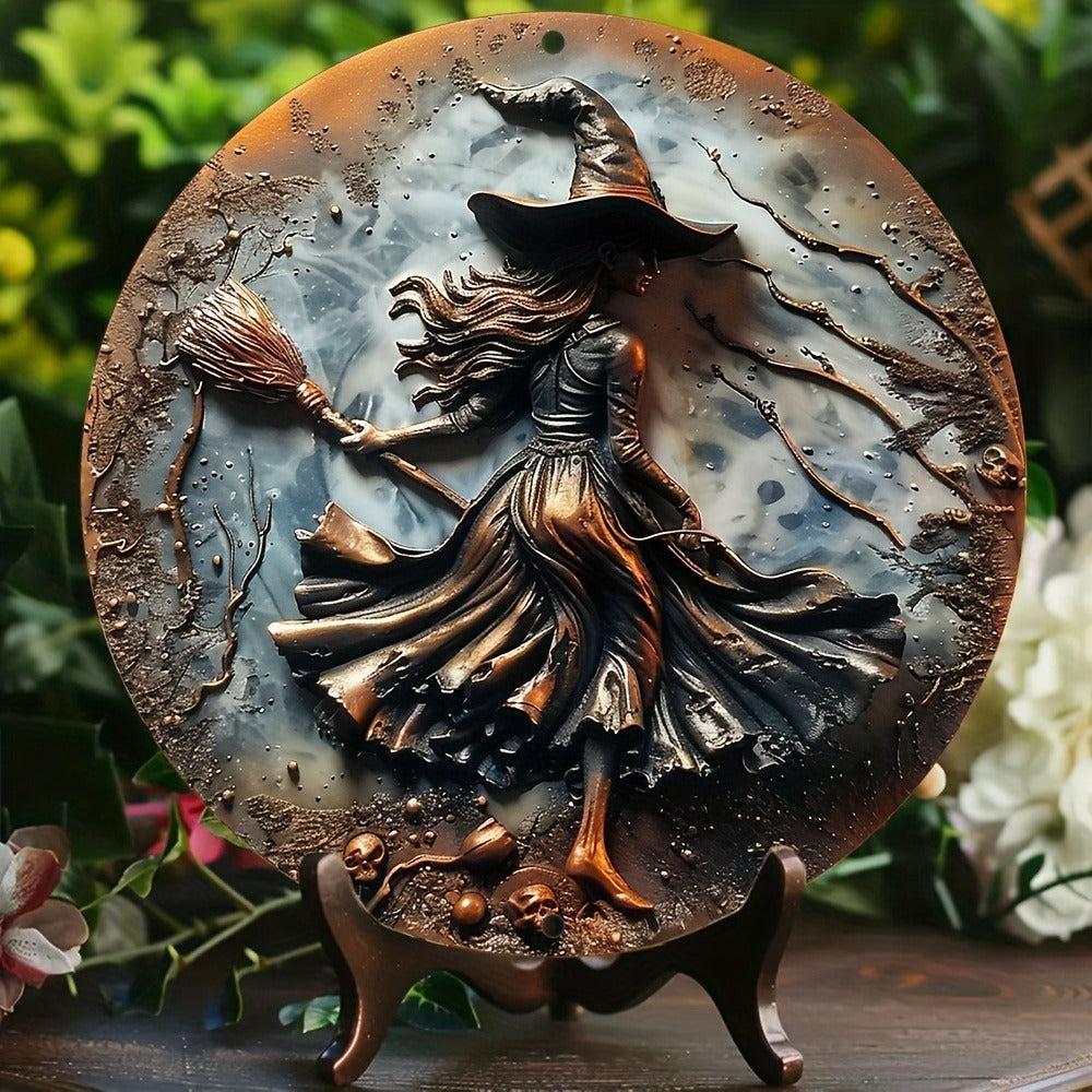Gothic Witch Metal Sign Spooky Wall Decor for Halloween-MoonChildWorld